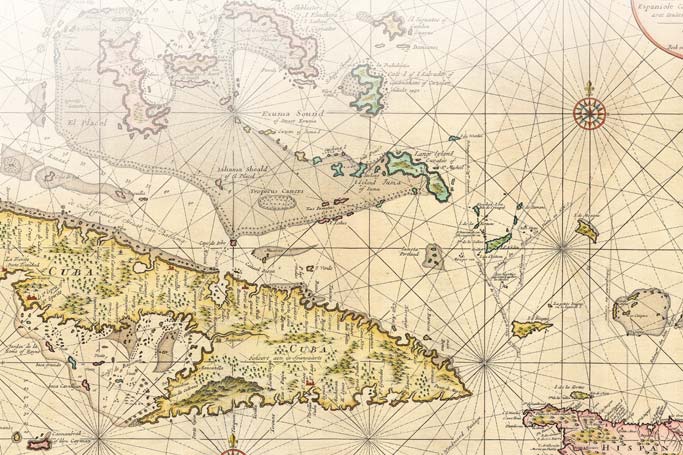 Die historische Landkarte zeigt die Vuelta Arriba* im Osten Kubas.