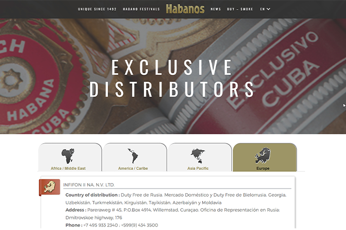 Neue Habanos Website - Distributors